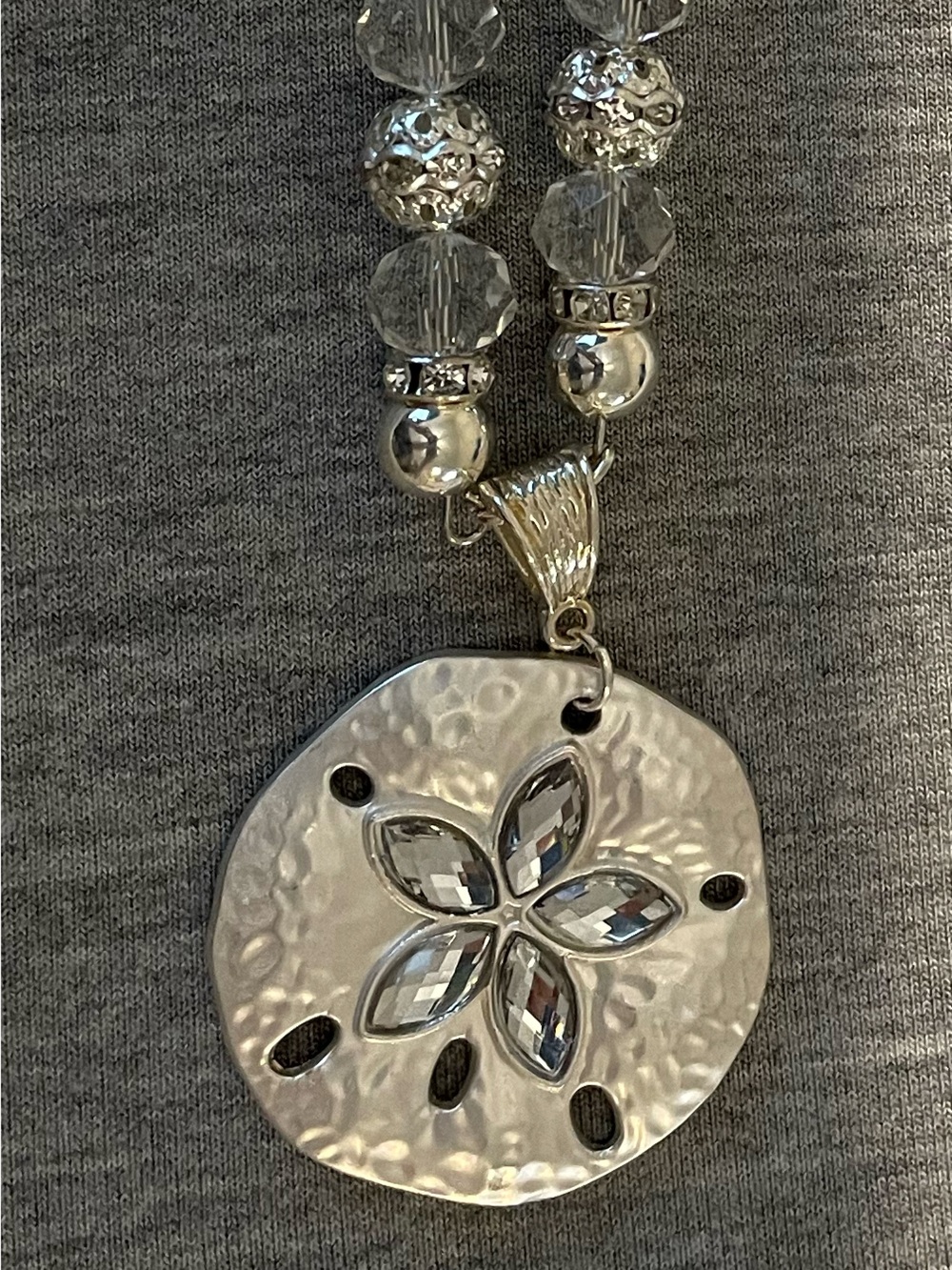 Delicate Silver-Tone Sand-Dollar Necklace with Gorgeous Bead Accents - Picture 4 of 4